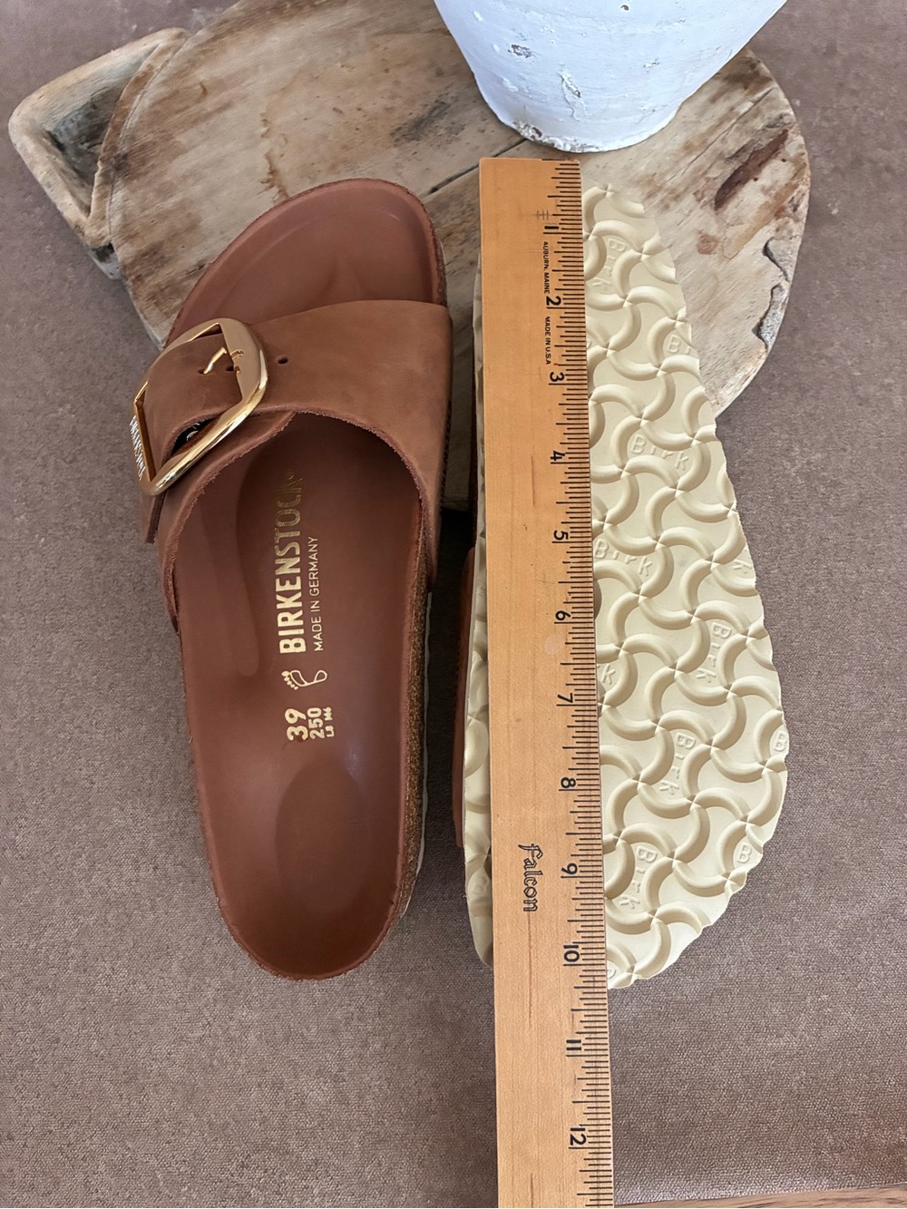 NWOT Birkenstock Madrid Big Buckle Women’s Cognac Brown Nubuck Leather Sandals - Picture 6 of 8